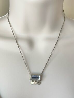 Lia Sophia Rhinestone Rectangle Pendant Necklace